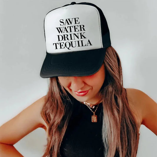 Save Water Drink Tequila Trucker Hat – Funny Party Cap