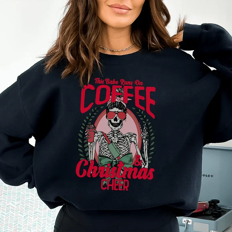 This Babe Runs On Coffee & Christmas Cheer Sweatshirt – Funny Holiday Pullover