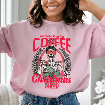 This Babe Runs On Coffee & Christmas Cheer Sweatshirt – Funny Holiday Pullover