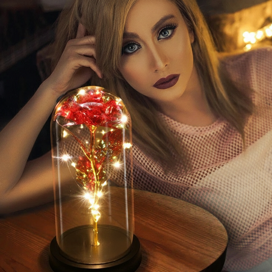 Rose LED Light in Glass Dome – Romantic Gift for Mom, Wife, Women, Girlfriend on Mother’s Day & Valentine’s