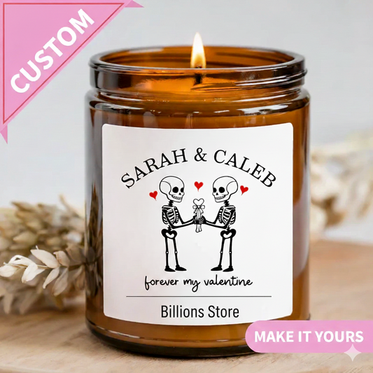 Personalized Valentine’s Day Couple Candle – Custom Gift for Him & Her