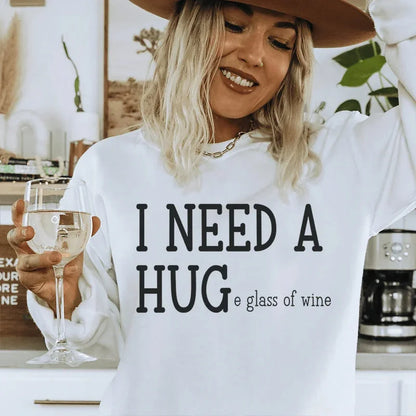 I Need A Huge Glass Of Wine Sweatshirt – Funny Cozy Crewneck