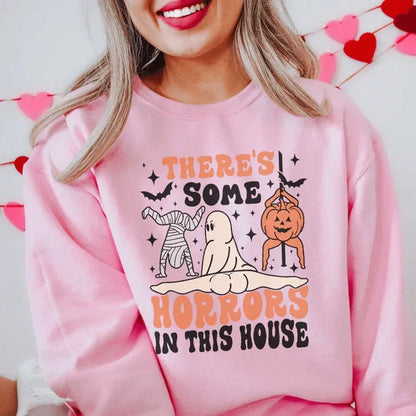 There’s Some Horrors In This House Sweatshirt – Funny Spooky Crewneck