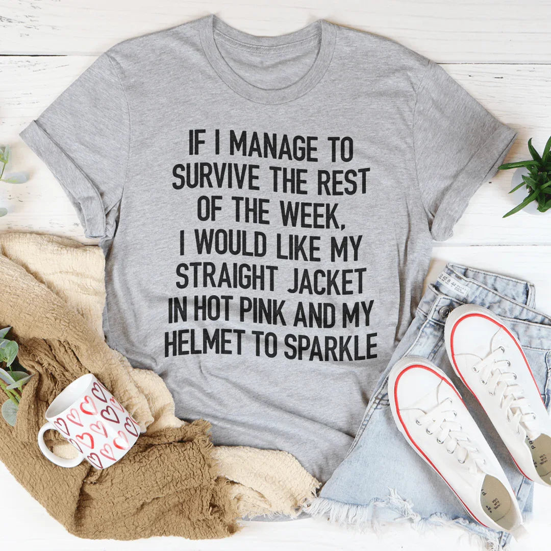 Hot Pink Straight Jacket & Sparkle Helmet Tee – Funny Graphic Shirt