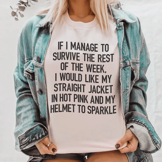 Hot Pink Straight Jacket & Sparkle Helmet Tee – Funny Graphic Shirt