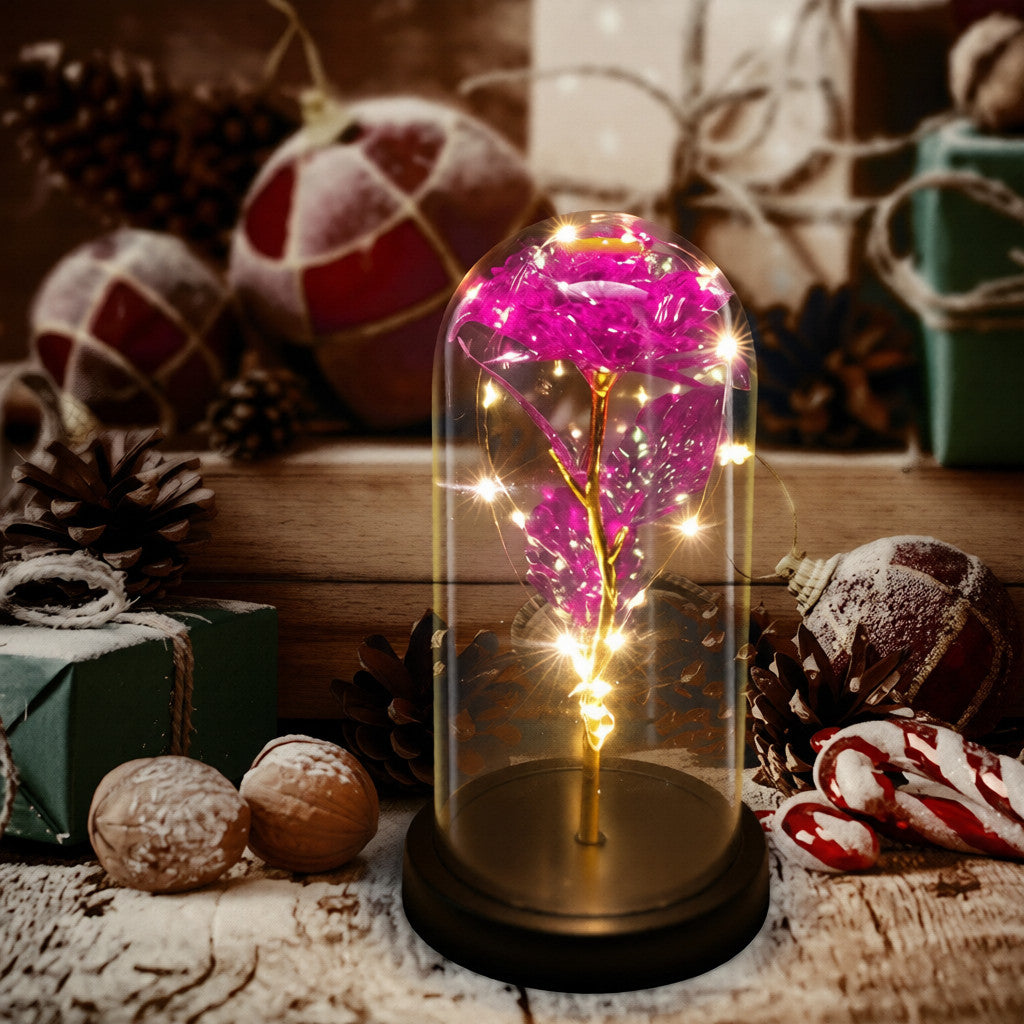 Rose LED Light in Glass Dome – Romantic Gift for Mom, Wife, Women, Girlfriend on Mother’s Day & Valentine’s