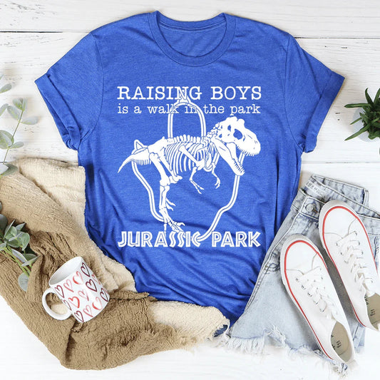 Raising Boys Is A Walk In The Park Tee– Funny Mom Graphic Shirt