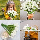 Artificial Tulips Bundle, 10 Pack Real Touch for Wedding, Home, Party & Festival Decor