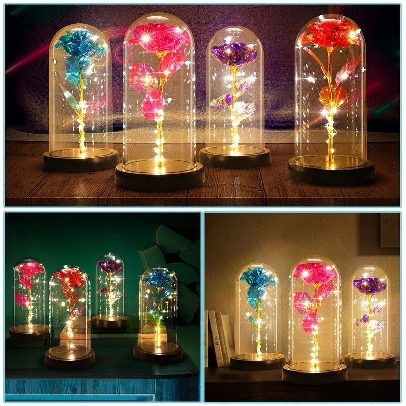 Rose LED Light in Glass Dome – Romantic Gift for Mom, Wife, Women, Girlfriend on Mother’s Day & Valentine’s