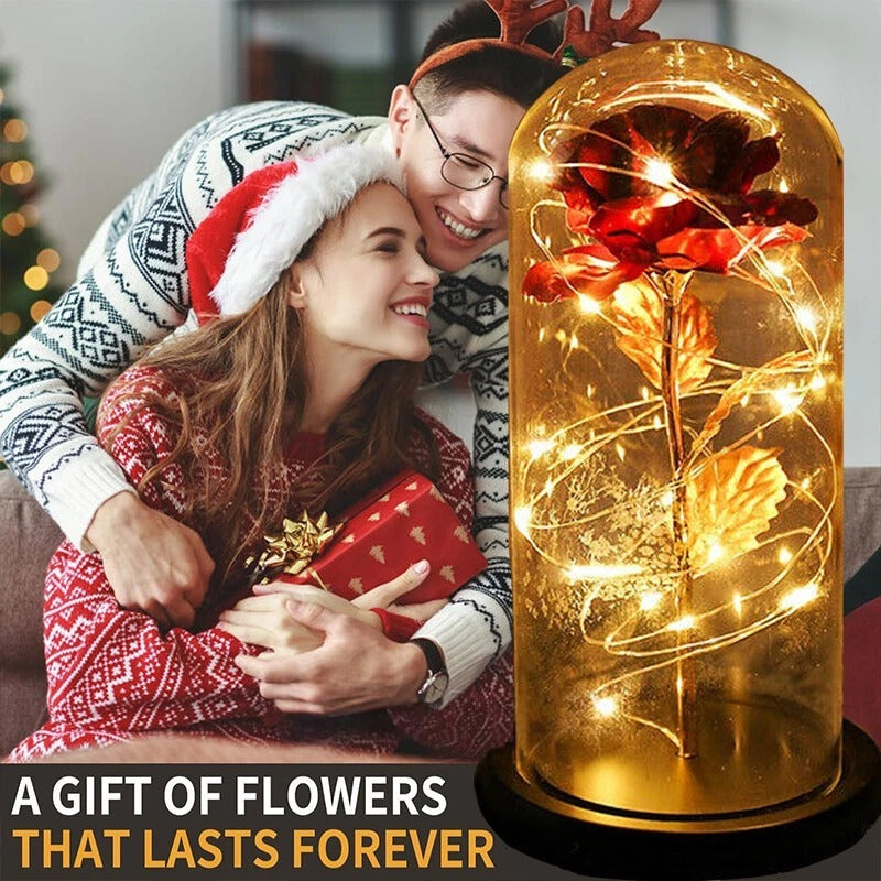 Rose LED Light in Glass Dome – Romantic Gift for Mom, Wife, Women, Girlfriend on Mother’s Day & Valentine’s