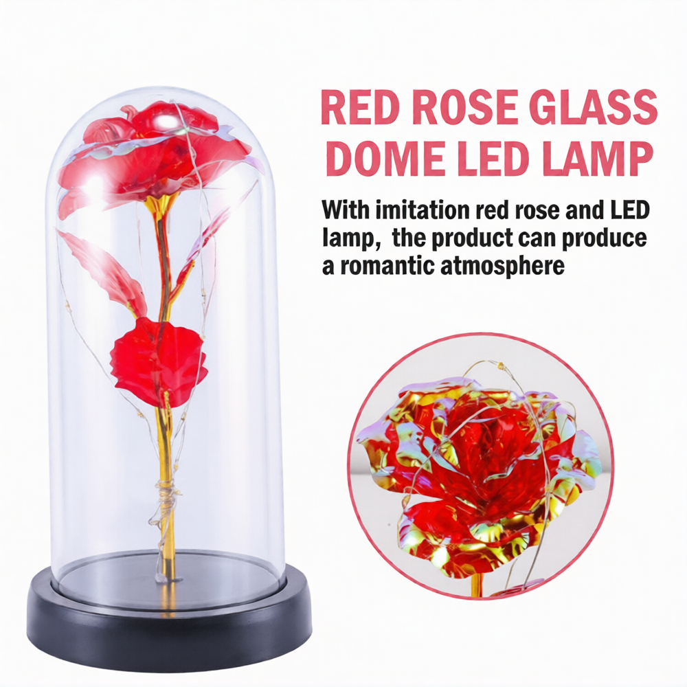 Rose LED Light in Glass Dome – Romantic Gift for Mom, Wife, Women, Girlfriend on Mother’s Day & Valentine’s