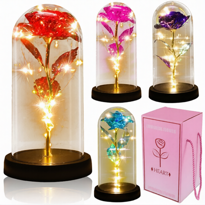 Rose LED Light in Glass Dome – Romantic Gift for Mom, Wife, Women, Girlfriend on Mother’s Day & Valentine’s